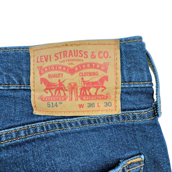 Levi's 514 Men's (36x30) 36x23 Straight Dark Wash Denim Jeans Hemmed Short - Picture 4 of 6